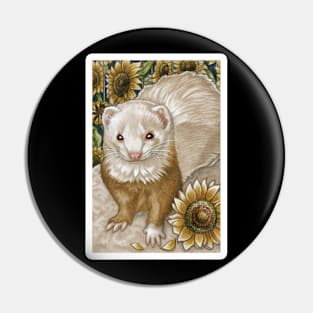 The Sunflower Ferret - White Outlined Version Pin