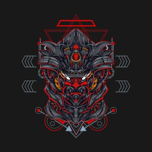 Samurai head - Sacred Geometry T-Shirt