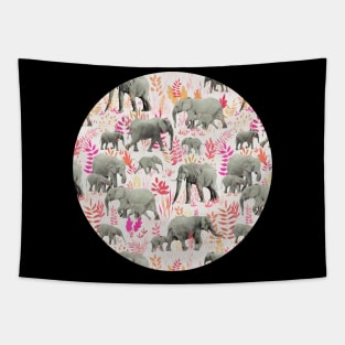 Sweet Elephants in Pink, Orange and Cream Tapestry