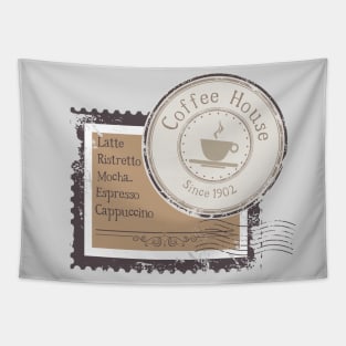 Vintage Coffee house stamp design Tapestry