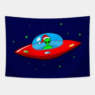 UFO Alien Santa Claus Tapestry