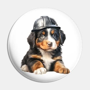 Bernese Mountain Dog in Helmet Pin