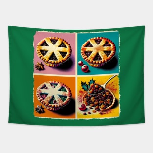 Mince Pie Marvel: A Pop Art Extravaganza - Classic Christmas Tapestry