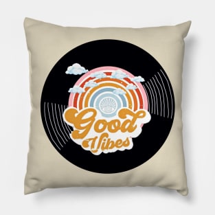 Vinyl - Good Vibes Rainbow Clouds Pillow