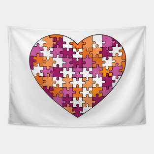 Puzzle Heart - Lesbian Pride Colors Tapestry