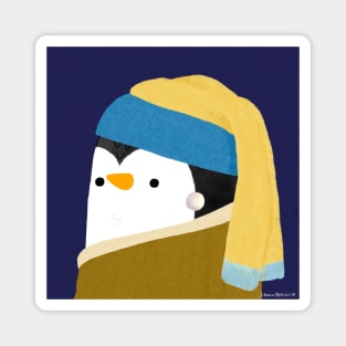 Penguin with Pearl Earring Art Series Magnet