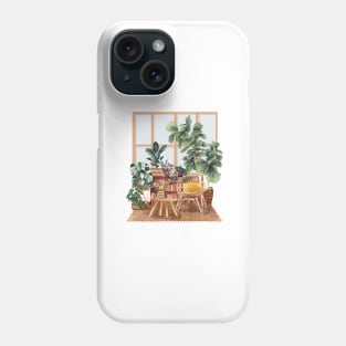 Interior jungle watercolor illustration Phone Case