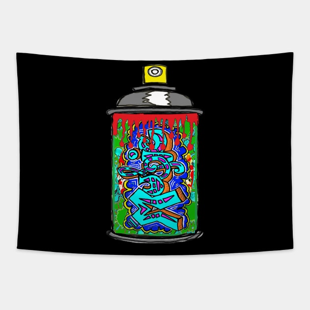 music spray can Pop Art Tapestry by LowEndGraphics