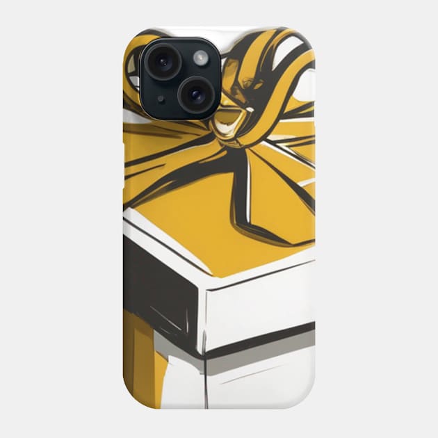 Golden Ribbon Gift Box Illustration No. 1012 Phone Case by cornelliusy