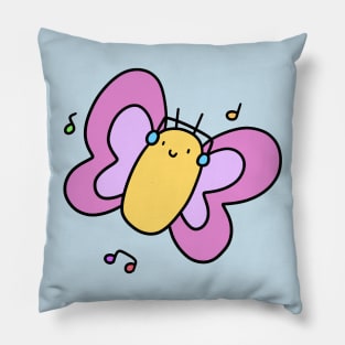 Headphones Butterfly Pillow