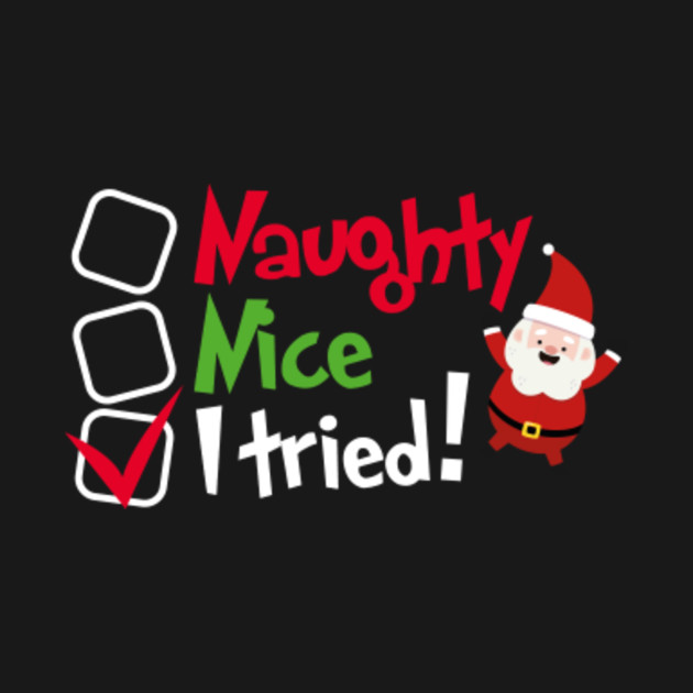 Naughty Nice I Tried Shirt Christmas Xmas Holiday Party Tshirt T Tee