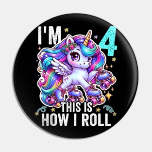 Kids 4 Year Old Shirt 4Th Birthday Girl Unicorn Pin