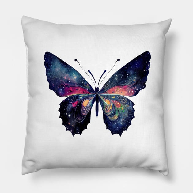 Galaxy butterfly colorful space butterfly Pillow by colorbyte