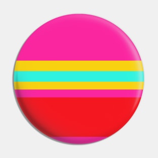 A solitary bind of Red (Pigment), Barbie Pink, Metallic Yellow and Fluorescent Blue stripes. Pin
