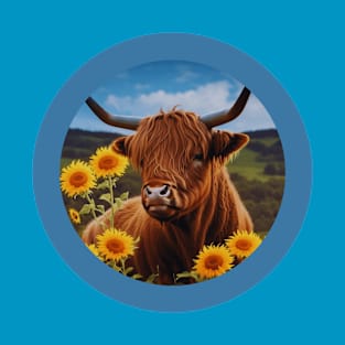 Highland Cow with Sunflowers T-Shirt