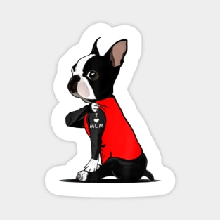 Boston Terrier Tattoo I Love Mom Magnet