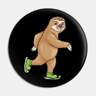 Sloth at ice skating with ice skates Pin