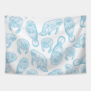 Manatee Pattern - Light Blue Tapestry