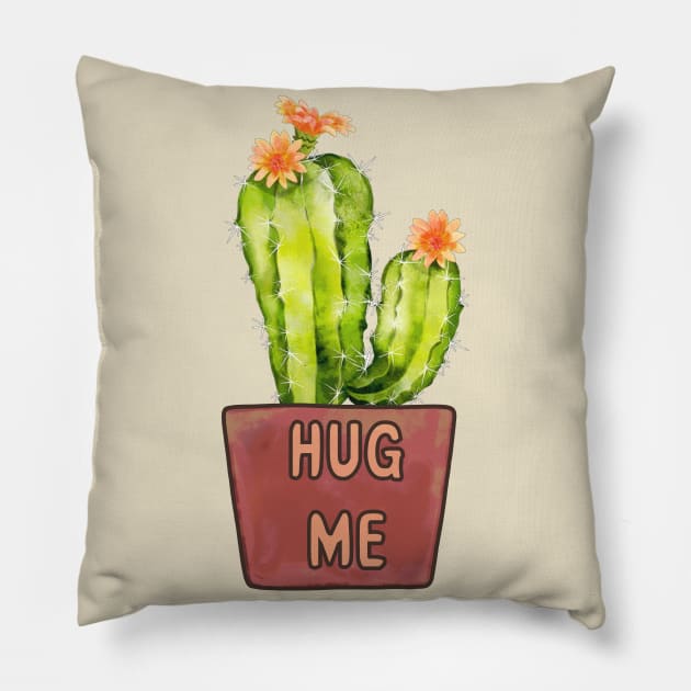 Hug Me (Cactus) Pillow by JasonLloyd