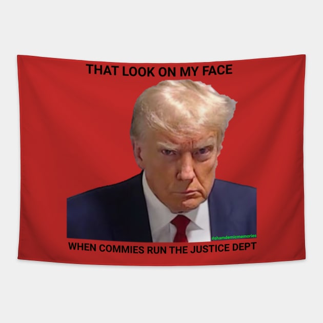 trump mug shot meme design Tapestry by @r3VOLution2.0music