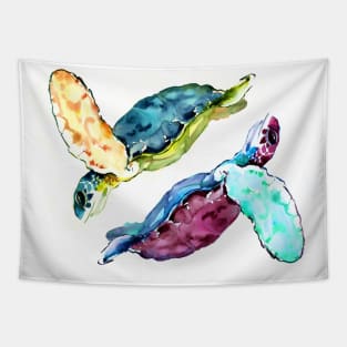 Two Sea Turtles Yin YUng Tapestry