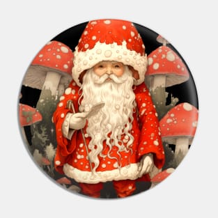 Santa Claus: Santa is the Mushroom (Amanita Muscaria Mushroom) on a dark (Knocked Out) background Pin