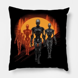 Comic-Style: AI Cyborg Robot Skull and the Apocalypse Pillow