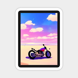 COOL RETRO MOTORCYCLE ON THE BEACH PINK TINGED Magnet