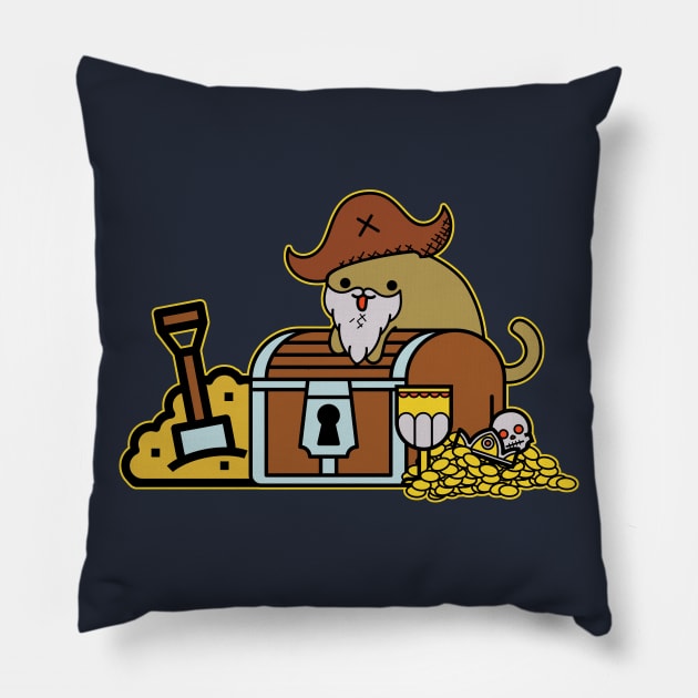 Cat pirate and Treasure Pillow by GlanceCat