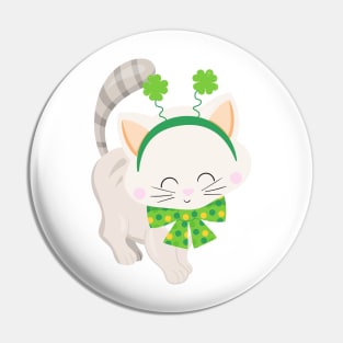 Saint Patrick's Day, Cute Cat, Lucky Clovers Pin