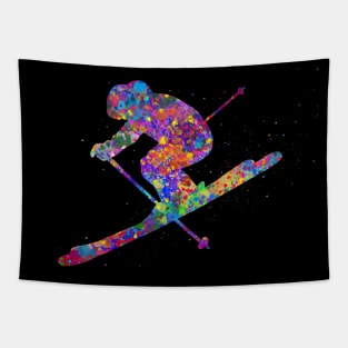 Ski watercolor art Tapestry