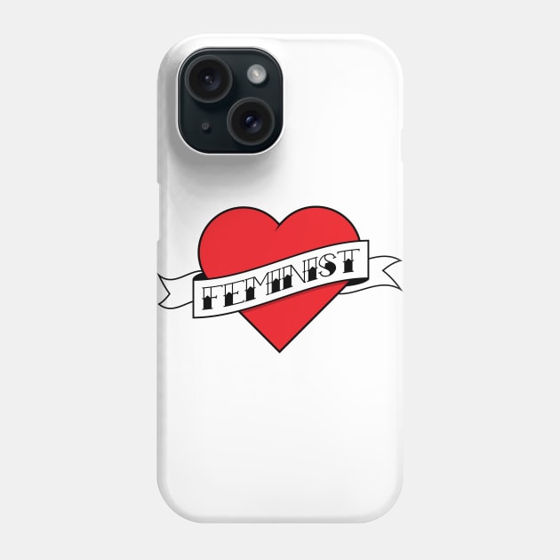 Feminist Heart Tattoo T-Shirt Phone Case by FeministShirts