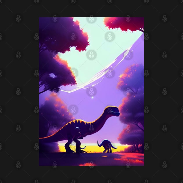 ABSTRACT PURPLE DINOSAUR IN MOUTAINS by sailorsam1805