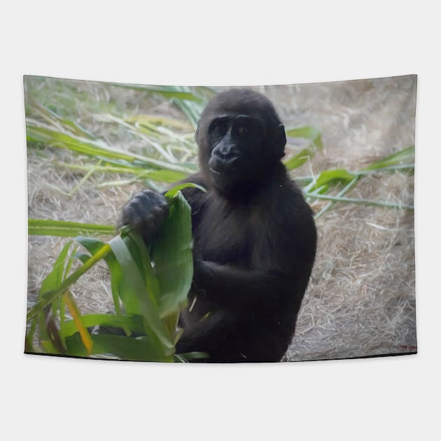 Baby Gorilla illustration Tapestry by Russell102