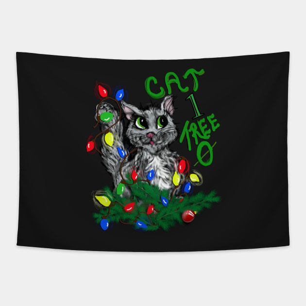 Cat Gifts, Merry Christmas Catmas Tree Cat & Christmas Tree Funny Gift Tapestry by tamdevo1