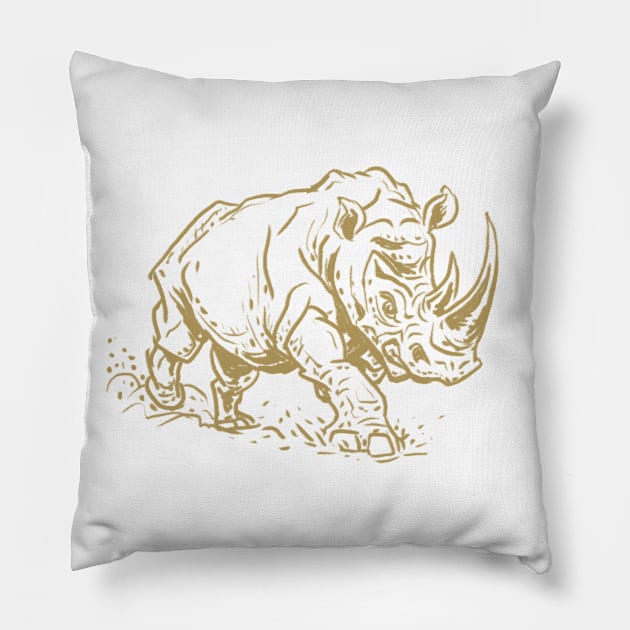 Rhino Run Wild, Rhinoceros Pillow by Studio DAVE
