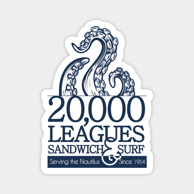 20,000 Leagues Sandwich and Surf T-Shirt (DARK) Magnet by AZTEdesigns