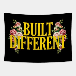BUILT DIFFERENT Floral Aesthetic Tapestry