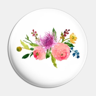 Floral Watercolor, Grapefruit Renunculus Pin