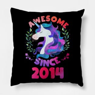 Cute Awesome Unicorn Since 2014 Funny Gift Pillow