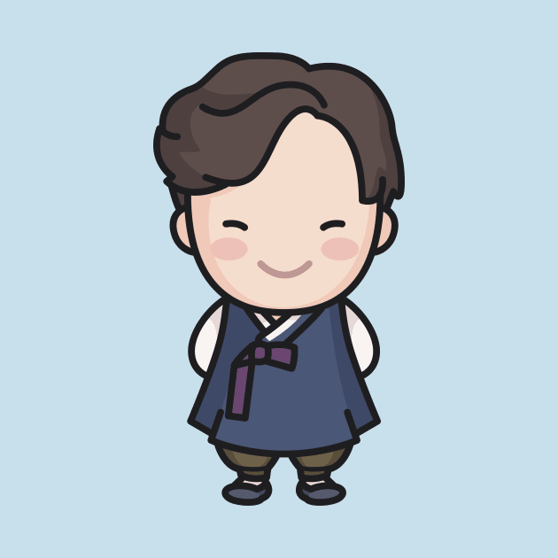 Cute Korean Groom in Traditional Clothing Cartoon by SLAG_Creative