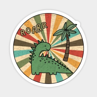 Dinosaur drawing - Retro colors Magnet