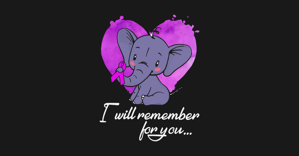 I Will Remember For You Elephant Alzheimers Awareness Peach Ribbon Warrior Alzheimers