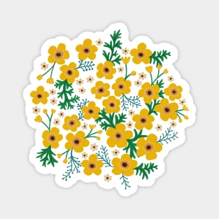 Buttercup garden in yellow and blue Magnet