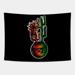 Reggae Cactus with aquarium and Fish Colored Art Tapestry