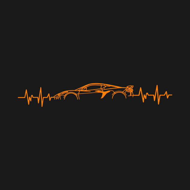 C8 Z06 Corvette Heartbeat Amplify Orange Supercar EKG Sports Car Heart Beat Line Racecar Pulse by Tees 4 Thee