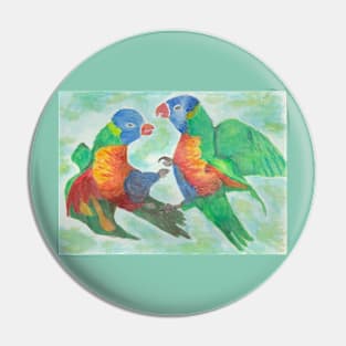 Colorfull parrots fight Pin