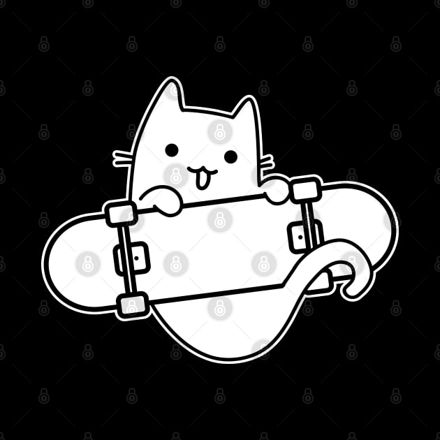 Cat and Skateboard Skateboarding Happy Cat Outline by GlanceCat