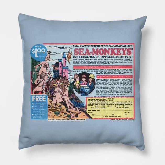 Sea-Monkeys! Pillow by vokoban