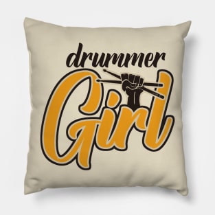 Drummer Girl Retro Pillow